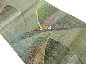 手織り真綿紬抽象曲線模様織出し名古屋帯